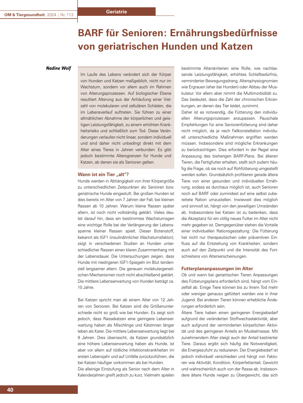 BARF für Senioren: Ernährungsbedürfnisse von geriatrischen Hunden und Katzen