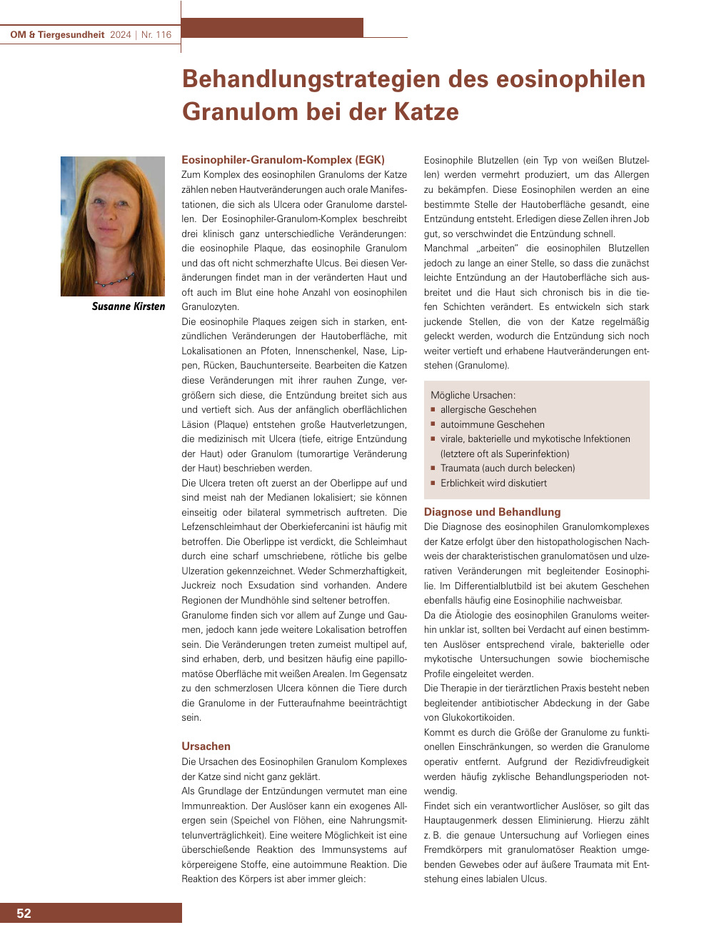 Behandlungstrategien des eosinophilen Granulom bei der Katze