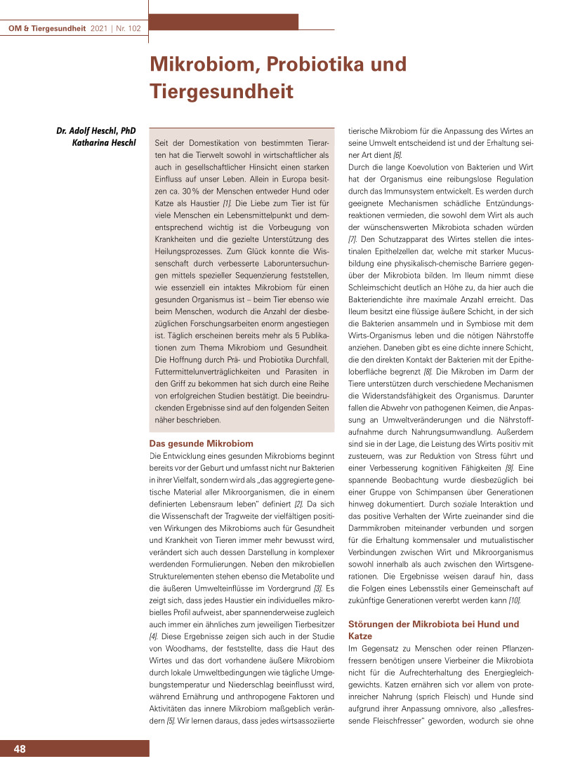 Mikrobiom, Probiotika und Tiergesundheit